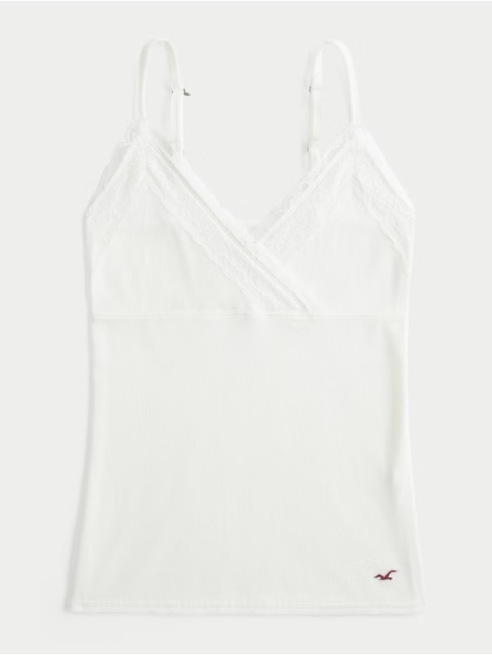 Hollister Wrap Lace Trim Ribbed Layering Cami - Cloud White - Picture 5 of 6